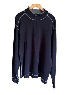New! Cutter & Buck Black 1/4 Zip Knit Pullover Size XXL 100% Cotton